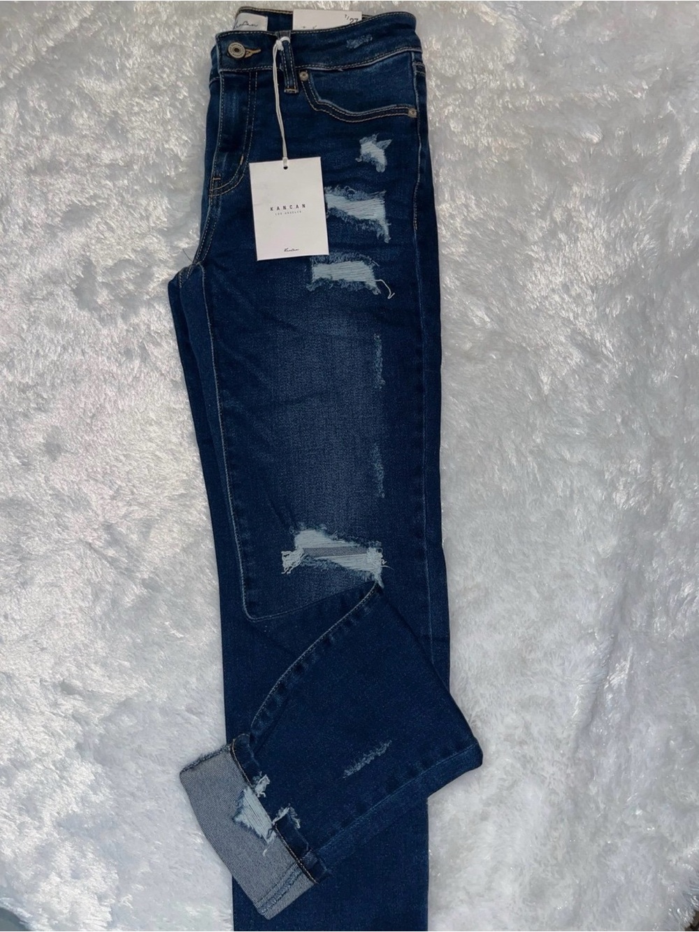 KanCan Dark Blue Distressed Skinny Jeans - Picture 3 of 5